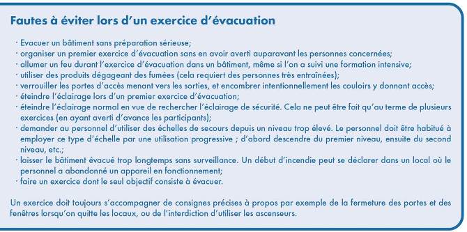 Compte rendu des exercices d'évacuation